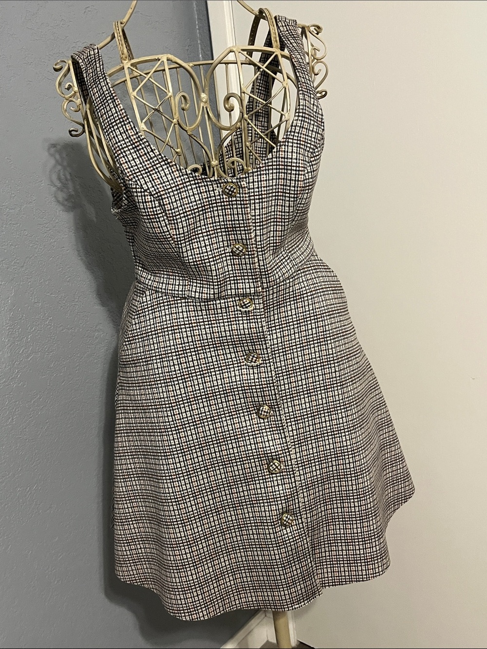 Zara Black and White Checked Mini Dress